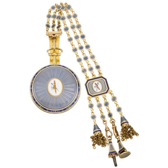 French centre seconds cylinder watch with chatelaine Circa 1790 French centre seconds cylinder watch with chatelaine Circa 1790