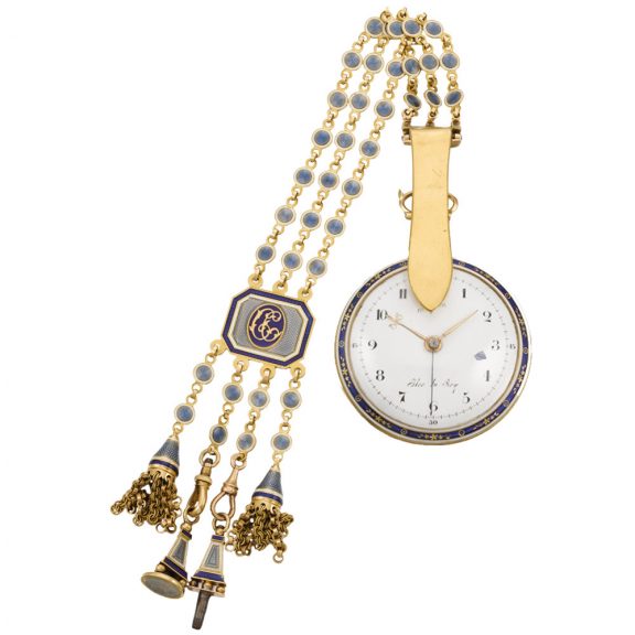 French centre seconds cylinder watch with chatelaine Circa 1790 French centre seconds cylinder watch with chatelaine Circa 1790