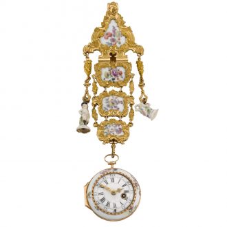 German single-cased porcelain watch with chatelaine Circa 1755
