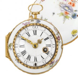 German single-cased porcelain watch with chatelaine Circa 1755