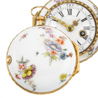 German single-cased porcelain watch with chatelaine Circa 1755