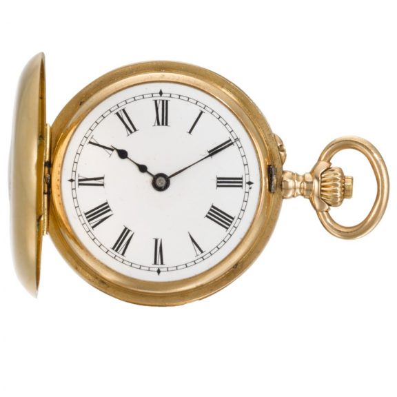 Swiss gold lady's half-hunting cased pendant watch Circa 1900 Swiss gold lady's half-hunting cased pendant watch Circa 1900