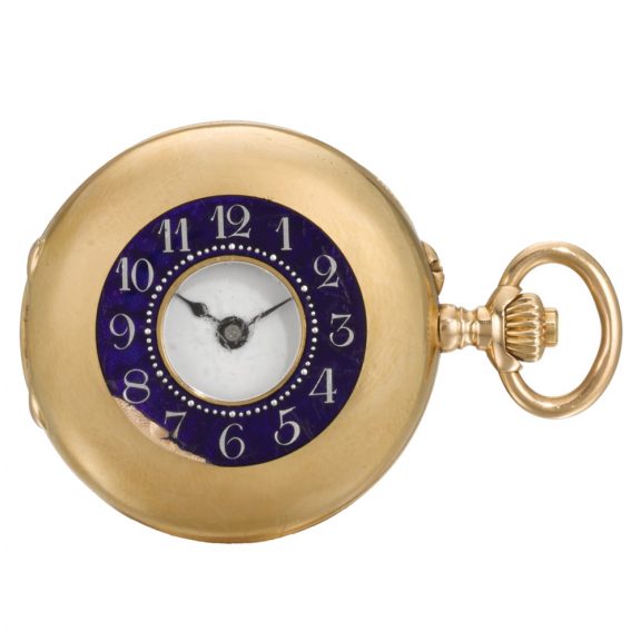 Swiss gold lady's half-hunting cased pendant watch Circa 1900 Swiss gold lady's half-hunting cased pendant watch Circa 1900