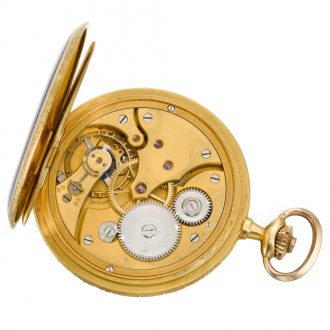 Swiss gold enamel hunting-cased keyless lever watch Circa 1910
