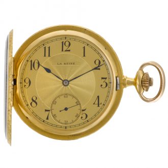 Swiss gold enamel hunting-cased keyless lever watch Circa 1910