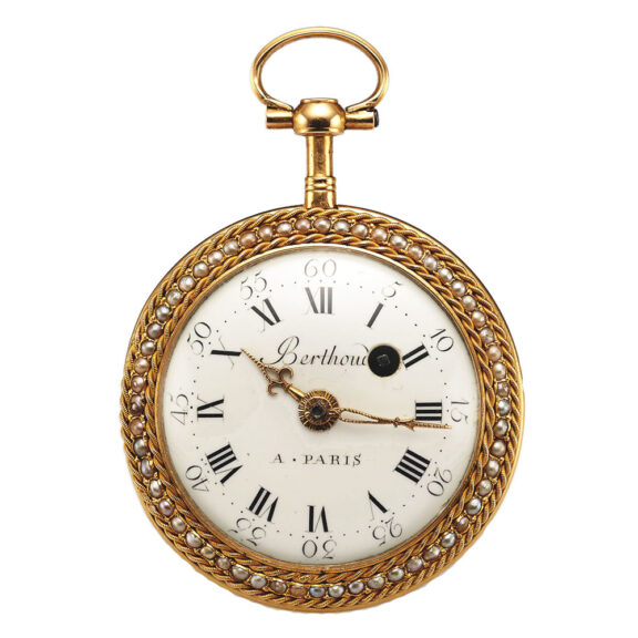 Very fine gold enamel and pearl French pocket watch Circa 1800