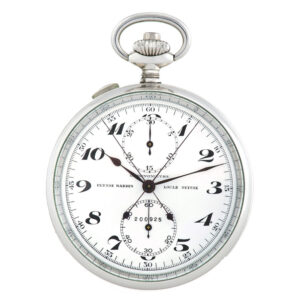 Fine and rare large steel keyless Swiss pocket watch with split-seconds chronograph
