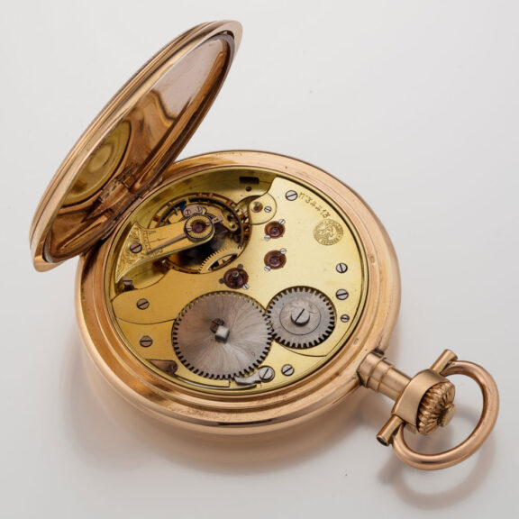 Fine Swiss 14 carat gold Glashütte type precision watch Circa 1910 Fine Swiss 14 carat gold Glashütte type precision watch Circa 1910