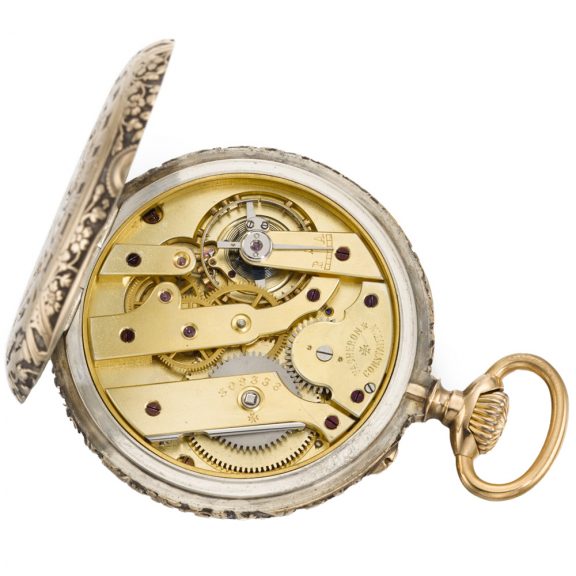 Swiss keyless lever watch with chased and engraved case Circa 1903 Swiss keyless lever watch with chased and engraved case Circa 1903