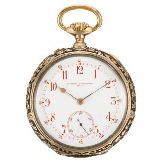 Swiss keyless lever watch with chased and engraved case Circa 1903