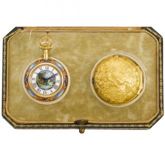 Unusual French lady's pair-cased keyless lever watch Circa 1890
