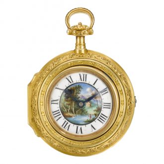 Unusual French lady's pair-cased keyless lever watch Circa 1890