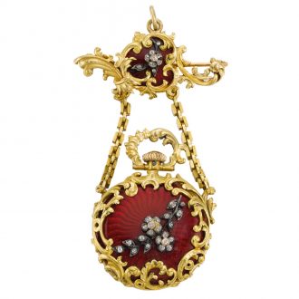 German Lady’s lapel watch with matching chatelaine Circa 1890