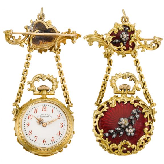 German Lady’s lapel watch with matching chatelaine Circa 1900