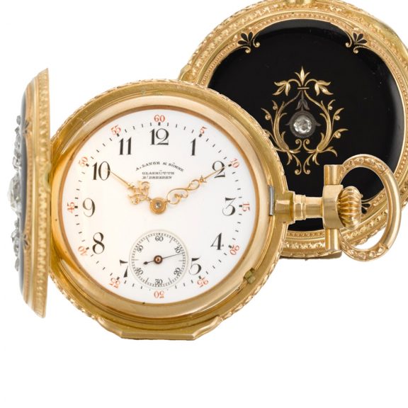 German lady's hunting cased watch with chain Circa 1890