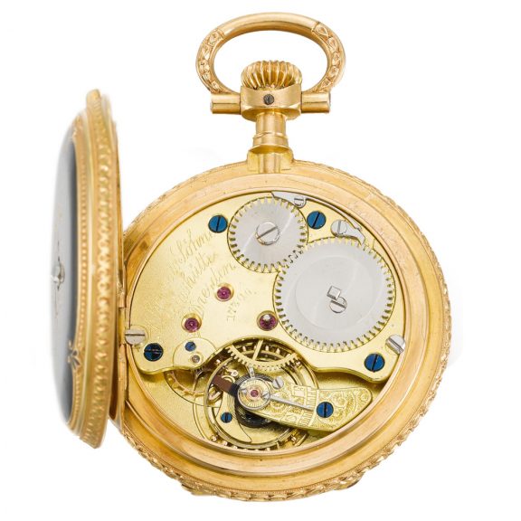 German lady's hunting cased watch with chain Circa 1890 German lady's hunting cased watch with chain Circa 1890