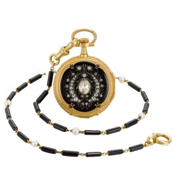 German lady's hunting cased watch with chain Circa 1890 German lady's hunting cased watch with chain Circa 1890