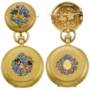 Swiss lady's keyless watch with matching brooch Circa 1867