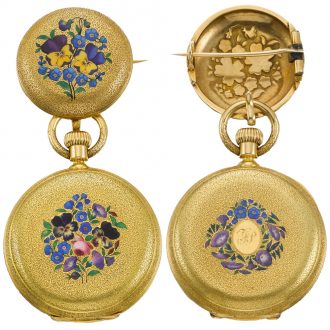Swiss lady's keyless watch with matching brooch Circa 1867