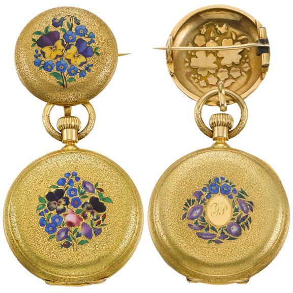 Swiss lady's keyless watch with matching brooch Circa 1867