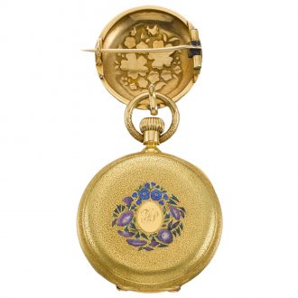 Swiss lady's keyless watch with matching brooch Circa 1867