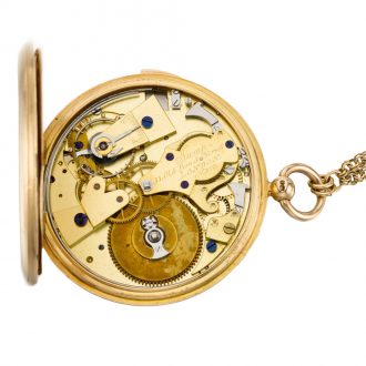 English open faced repeating watch with moon phase Circa 1896