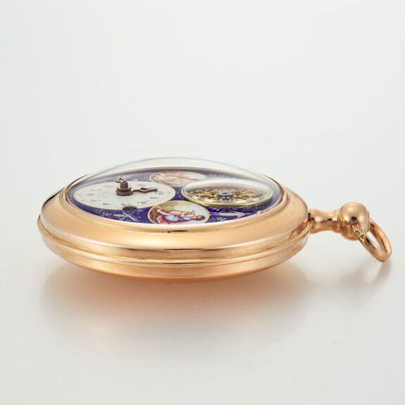 Swiss verge with enamel painting and visible balance Circa 1800 Swiss verge with enamel painting and visible balance Circa 1800