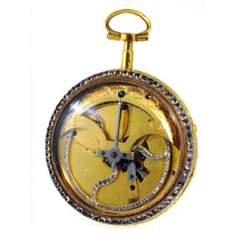 Gold centre seconds watch with pouzait type escapement