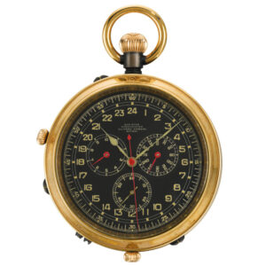 Swiss astro navigational deck watch with black 24 hour dial Circa 1959