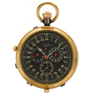 Swiss astro navigational deck watch with black 24 hour dial Circa 1959