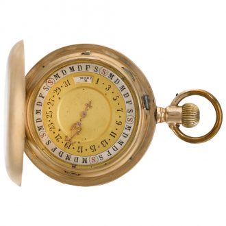Swiss double dialled watch with calendar and moon phases Circa 1880 Swiss double dialled watch with calendar and moon phases Circa 1880