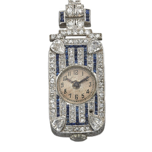 Swiss lapel watch with diamond and ruby set brooch Circa 1910