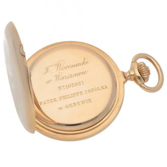 Swiss gold hunting cased pocket watch for the Polish market Circa 1895