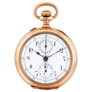Swiss gold split seconds chronograph pocket watch Circa 1900