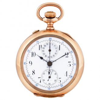 Swiss gold split seconds chronograph pocket watch Circa 1900