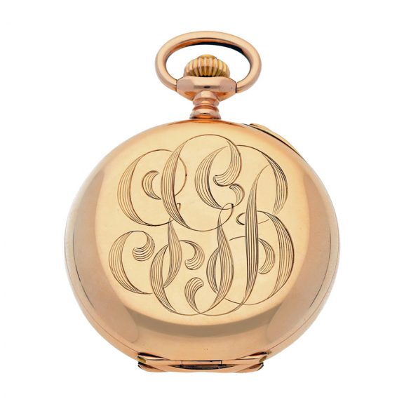Swiss gold split seconds chronograph pocket watch Circa 1900 Swiss gold split seconds chronograph pocket watch Circa 1900