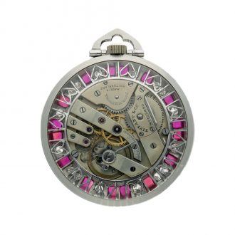 Swiss platinum diamond and ruby set open faced watch Circa 1904