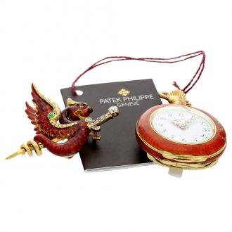 Swiss gold, enamel watch pocket with associated pendant Circa 1897