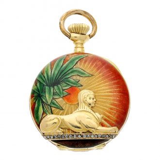 Swiss gold, enamel watch pocket with associated pendant Circa 1897