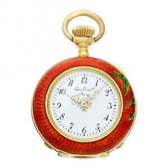 Swiss gold, enamel watch pocket with associated pendant Circa 1897