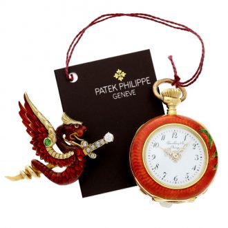 Swiss gold, enamel watch pocket with associated pendant Circa 1897