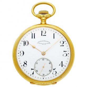 Swiss 18k gold open faced lever pocket watch Circa 1910 Swiss 18k gold open faced lever pocket watch Circa 1910