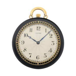 French gold and onyx lever pocket watch with chain Circa 1920