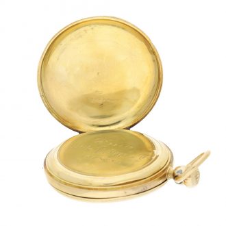 Fine Swiss yellow gold hunting cased pocket watch Circa 1863