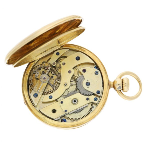 Fine Swiss yellow gold hunting cased pocket watch Circa 1863 Fine Swiss yellow gold hunting cased pocket watch Circa 1863