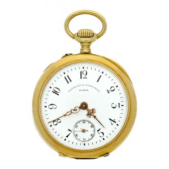 Swiss 18 carat gold open faced lever pocket watch Circa 1900