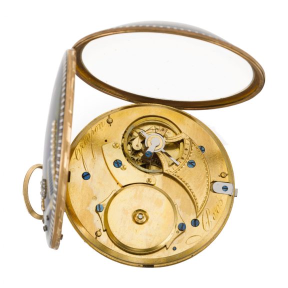 French gold, enamel and diamond set cylinder watch Circa 1780 French gold, enamel and diamond set cylinder watch Circa 1780