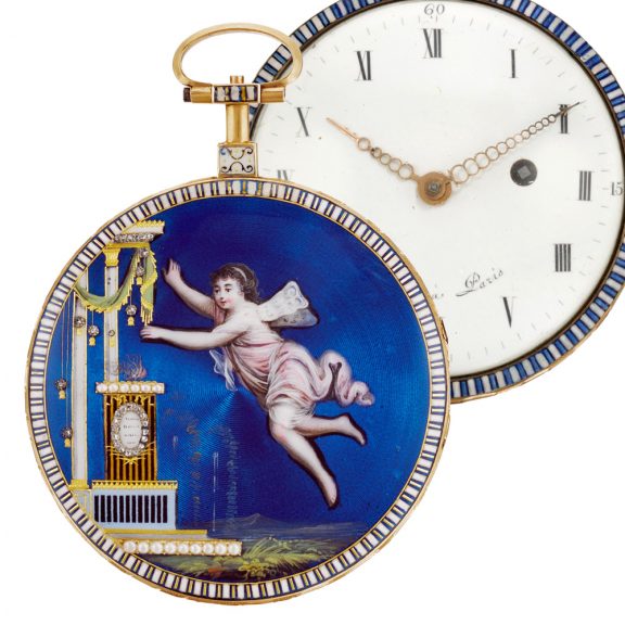 French gold, enamel and diamond set cylinder watch Circa 1780 French gold, enamel and diamond set cylinder watch Circa 1780