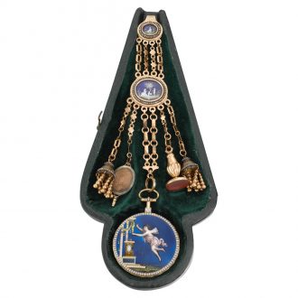 French gold, enamel and diamond set cylinder watch Circa 1780 French gold, enamel and diamond set cylinder watch Circa 1780