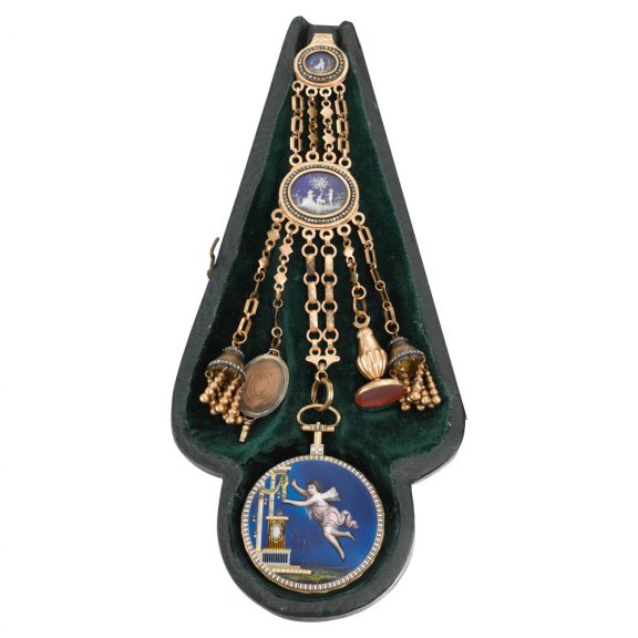 French gold, enamel and diamond set cylinder watch Circa 1780 French gold, enamel and diamond set cylinder watch Circa 1780